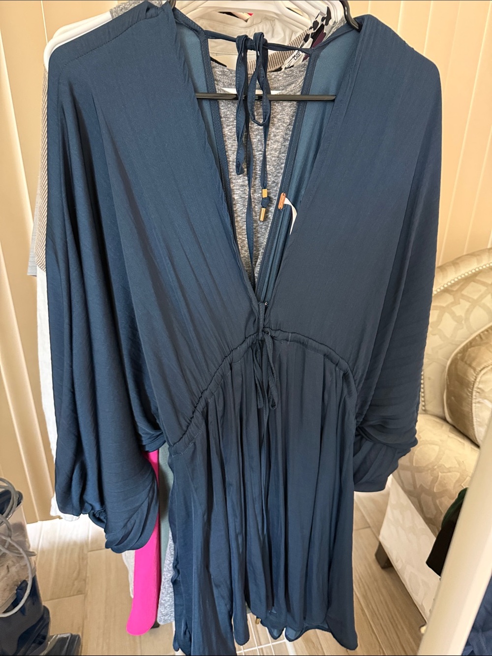 Free People Women’s Deep Blue Tunic Mini dress - NEVER WORN